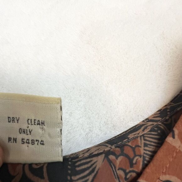 Limited America Vintage Midi Maxi Dress Floral Orange Gray Tan Sz 10 - Picture 7 of 10